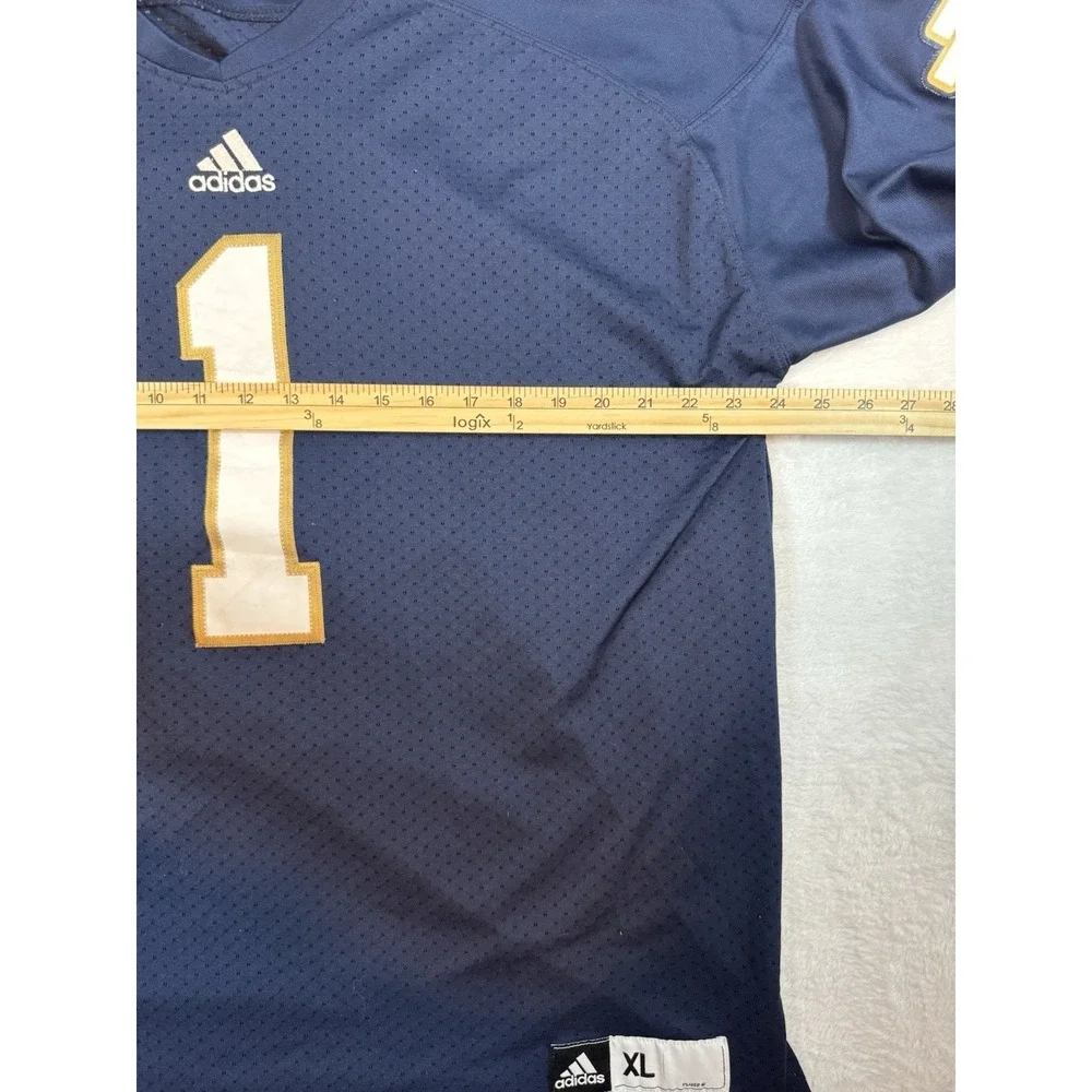 adidas Navy Blue Football Jersey with White and Gold Accents